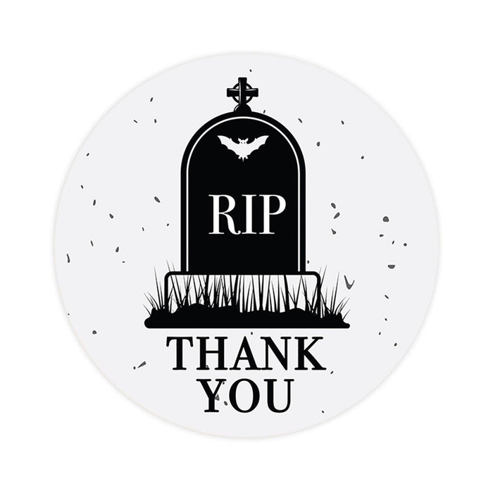 Set of 120 Halloween Thank You Stickers Labels For Kids Treat Bags Goodie, Halloween Party Favors-Set of 120-Andaz Press-RIP Tombstone-