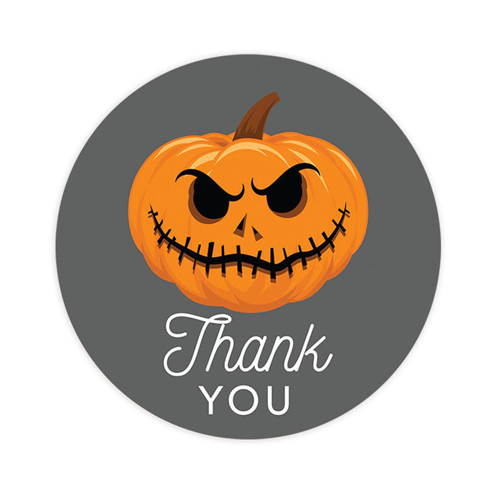 Set of 120 Halloween Thank You Stickers Labels For Kids Treat Bags Goodie, Halloween Party Favors-Set of 120-Andaz Press-Scary Pumpkin-