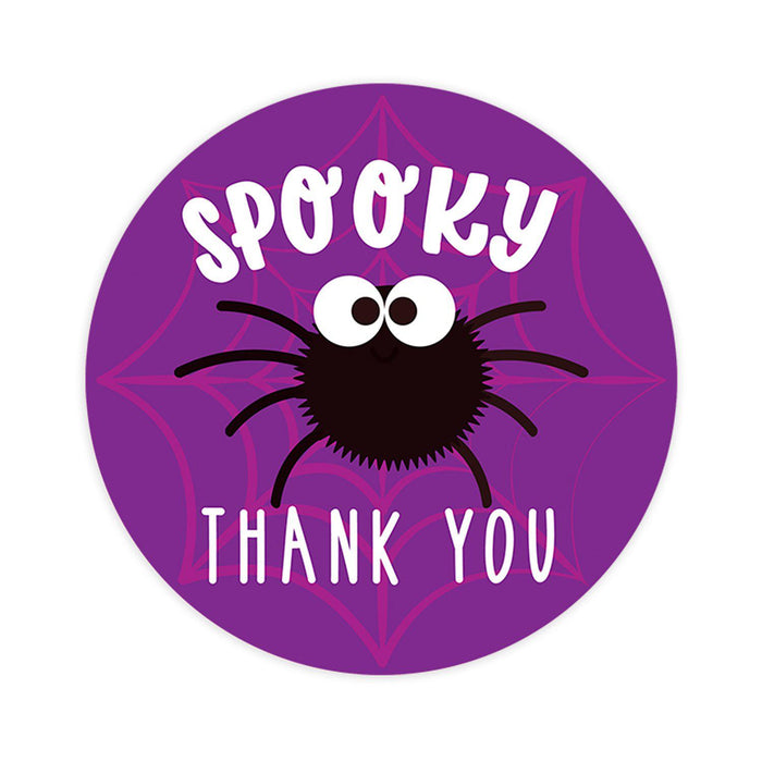 Set of 120 Halloween Thank You Stickers Labels For Kids Treat Bags Goodie, Halloween Party Favors-Set of 120-Andaz Press-Spooky Cute Spider-