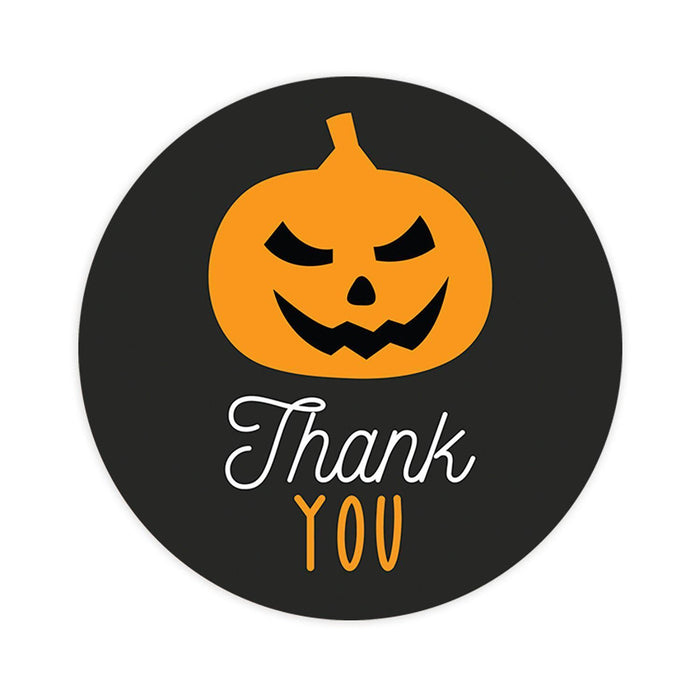 Set of 120 Halloween Thank You Stickers Labels For Kids Treat Bags Goodie, Halloween Party Favors-Set of 120-Andaz Press-Spooky Pumpkin-