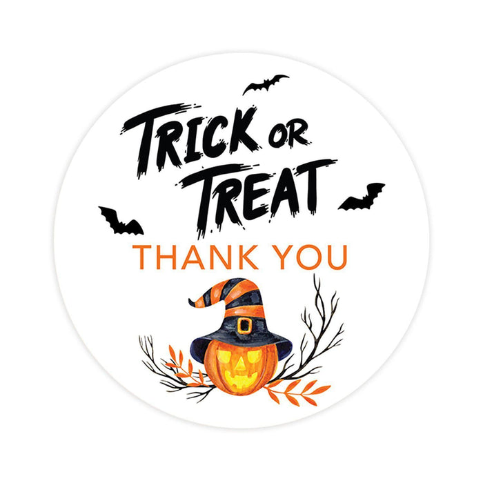 Set of 120 Halloween Thank You Stickers Labels For Kids Treat Bags Goodie, Halloween Party Favors-Set of 120-Andaz Press-Trick or Treat Pumpkin-