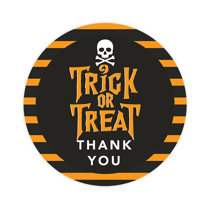 Set of 120 Halloween Thank You Stickers Labels For Kids Treat Bags Goodie, Halloween Party Favors-Set of 120-Andaz Press-Trick or Treat Skull-