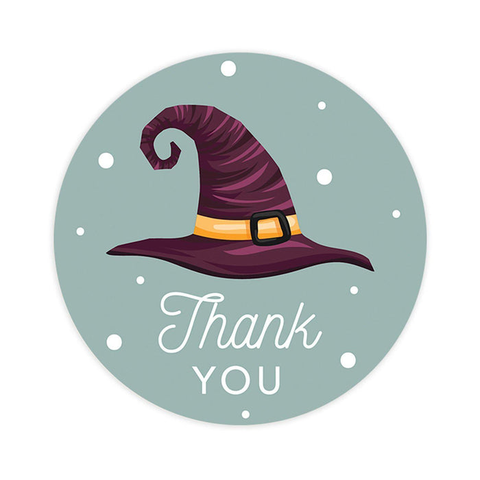 Set of 120 Halloween Thank You Stickers Labels For Kids Treat Bags Goodie, Halloween Party Favors-Set of 120-Andaz Press-Witch Hat-