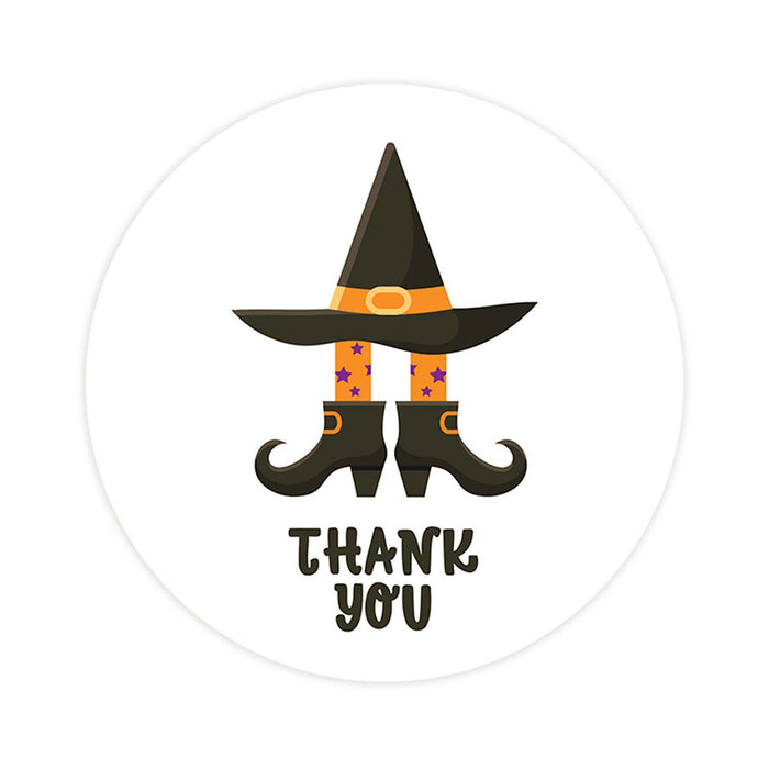 Set of 120 Halloween Thank You Stickers Labels For Kids Treat Bags Goodie, Halloween Party Favors-Set of 120-Andaz Press-Witch Hat and Boots-