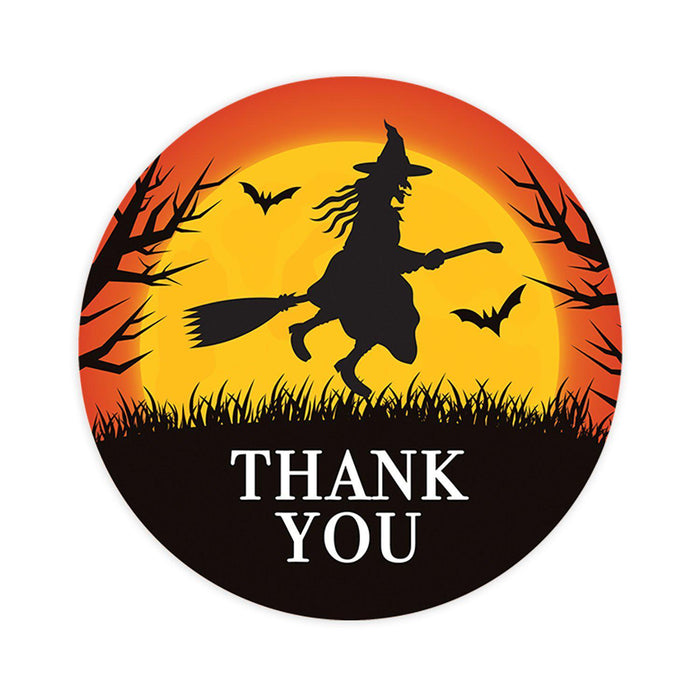 Set of 120 Halloween Thank You Stickers Labels For Kids Treat Bags Goodie, Halloween Party Favors-Set of 120-Andaz Press-Witch on Broom-