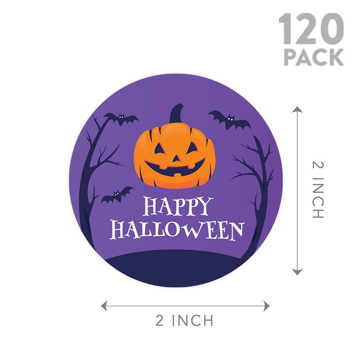 Set of 120 Happy Halloween Stickers Labels For Kids Treat Bags Goodie, Halloween Party Favors-Set of 40-Andaz Press-Happy Jack O' Lantern-