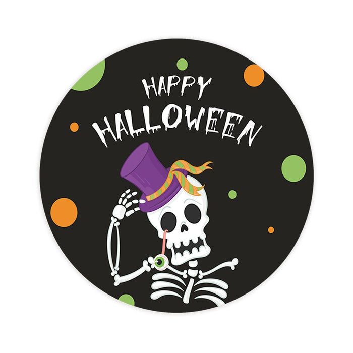 Set of 120 Happy Halloween Stickers Labels For Kids Treat Bags Goodie, Halloween Party Favors-Set of 40-Andaz Press-Skeleton with Top Hat-