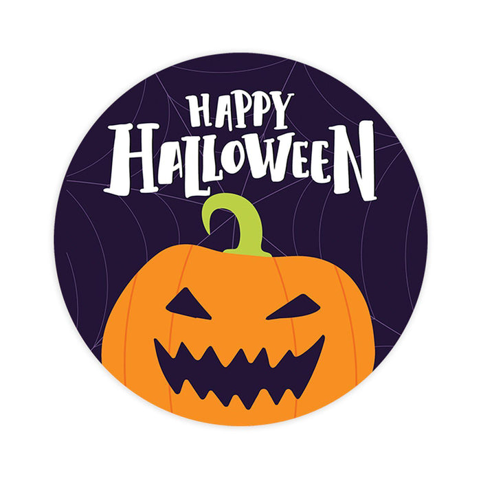 Set of 120 Happy Halloween Stickers Labels For Kids Treat Bags Goodie, Halloween Party Favors-Set of 40-Andaz Press-Smiling Pumpkin Face-