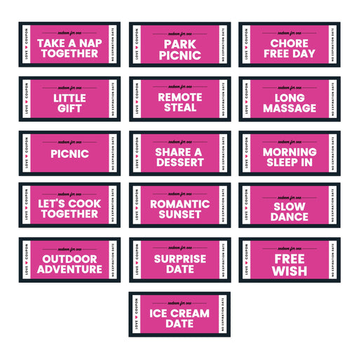 Set of 16 Couples Coupons-Set of 16-Andaz Press-Fuchsia Love-