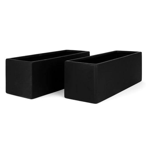 Set of 2 Ceramic Rectangular Vase-Set of 2-Koyal Wholesale-Black-