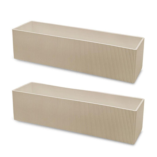 Set of 2 Long Ribbed Rectangle Vases-Set of 2-Koyal Wholesale-Desert Tan-