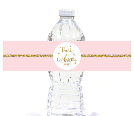 Set of 20 Blush Pink Gold Glitter Print Wedding Water Bottle Label Stickers-Set of 20-Andaz Press-