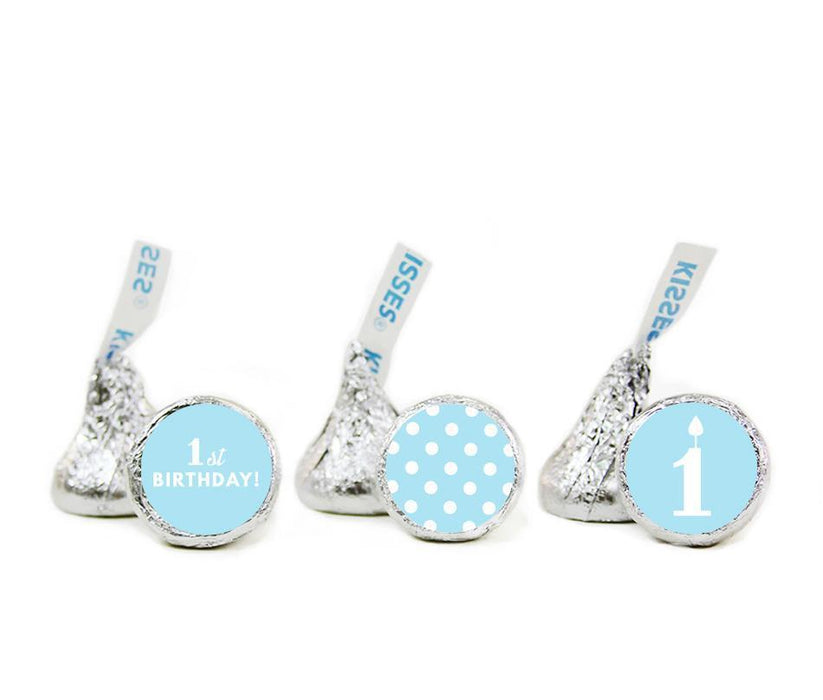 Set of 216 1st Birthday Hershey's Kisses Stickers-Set of 216-Andaz Press-Baby Blue-