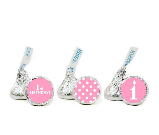 Set of 216 1st Birthday Hershey's Kisses Stickers-Set of 216-Andaz Press-Bubblegum Pink-