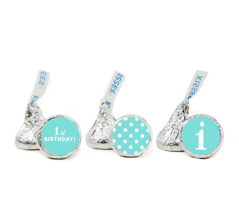 Set of 216 1st Birthday Hershey's Kisses Stickers-Set of 216-Andaz Press-Diamond Blue-