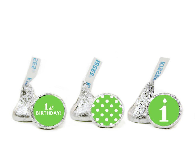 Set of 216 1st Birthday Hershey's Kisses Stickers-Set of 216-Andaz Press-Kiwi Green-