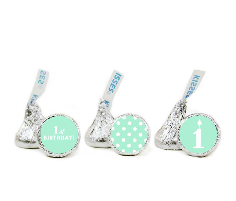 Set of 216 1st Birthday Hershey's Kisses Stickers-Set of 216-Andaz Press-Mint Green-