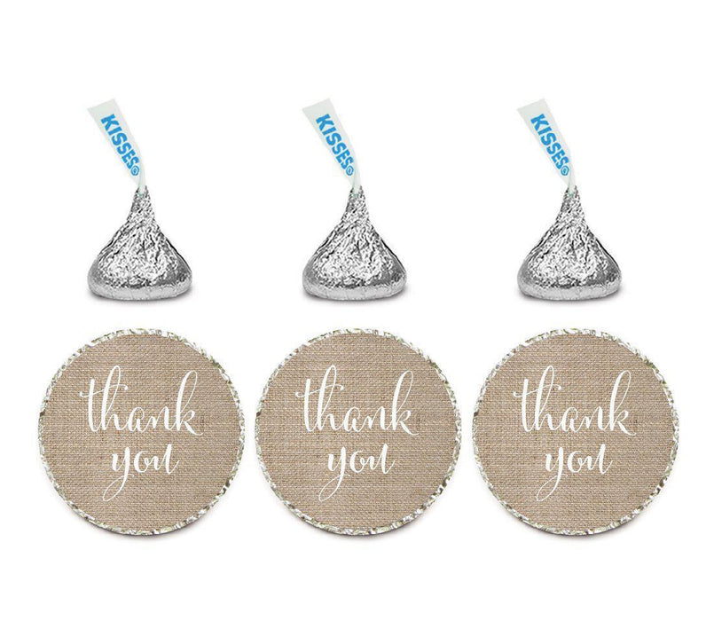 Set of 216 Thank You Hersheys Kisses Stickers-Set of 216-Andaz Press-Burlap Print-