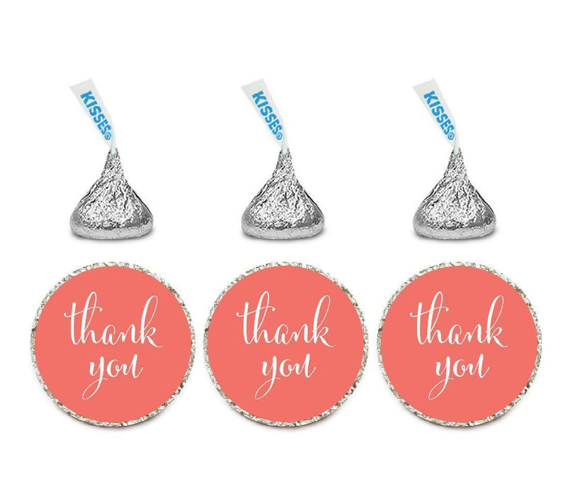 Set of 216 Thank You Hersheys Kisses Stickers-Set of 216-Andaz Press-Deep Coral-