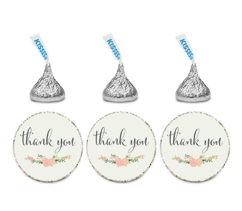 Set of 216 Thank You Hersheys Kisses Stickers-Set of 216-Andaz Press-Floral Roses-