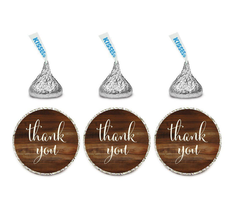 Set of 216 Thank You Hersheys Kisses Stickers-Set of 216-Andaz Press-Rustic Wood Print-