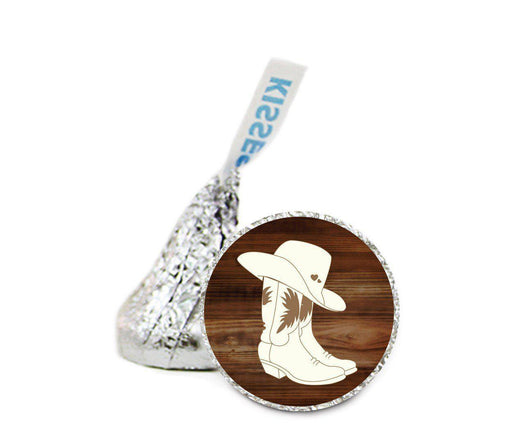 Set of 216 Wedding Theme Hershey's Kisses Stickers-Set of 216-Andaz Press-Cowboy Boots-