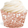 Set of 24 Glitzy Faux Rose Gold Glitter Cupcake Wrapper Decorations-Set of 24-Andaz Press-