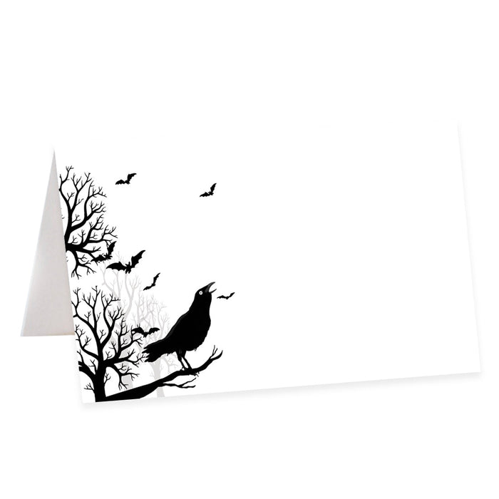 Set of 24 Halloween Table Tent Place Cards for Table Setting-Set of 24-Andaz Press-Chirping Crow-