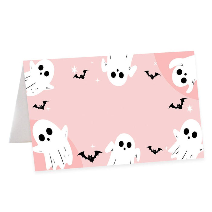 Set of 24 Halloween Table Tent Place Cards for Table Setting-Set of 24-Andaz Press-Cute Ghosts & Bats-