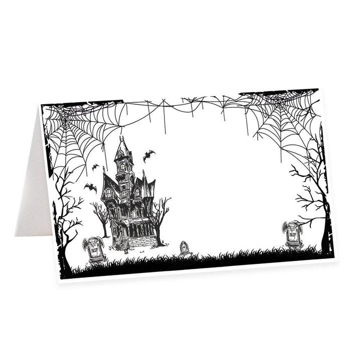 Set of 24 Halloween Table Tent Place Cards for Table Setting-Set of 24-Andaz Press-Haunting House of Shadows-