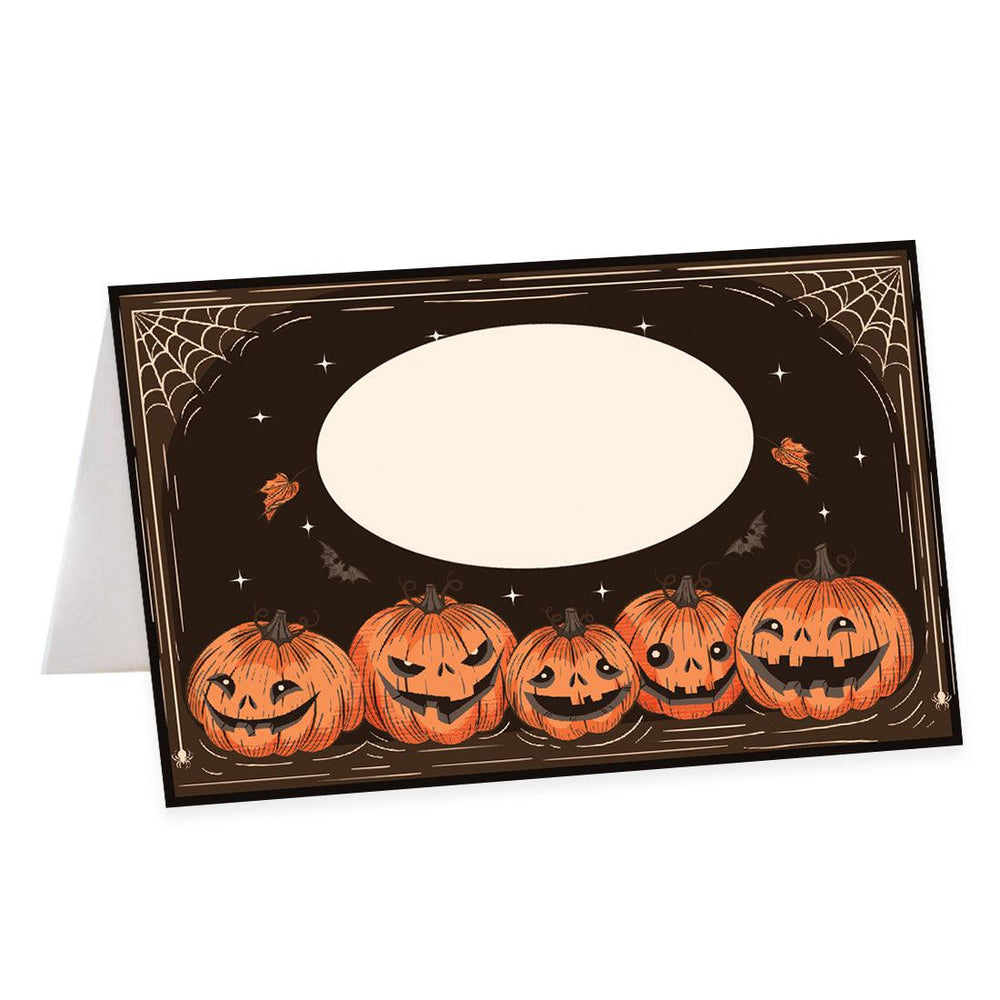 Set of 24 Halloween Table Tent Place Cards for Table Setting-Set of 24-Andaz Press-Scary Pumpkins-