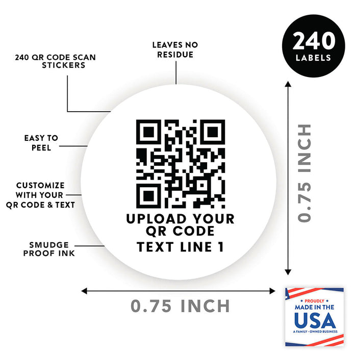 Set of 240 Custom QR Code Stickers, 0.75" Labels for Small Business & Social Media-Set of 240-Andaz Press-0.75" QR Code Stickers-