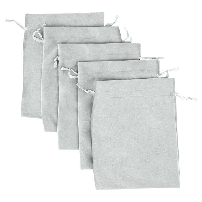 Set of 25 Velvet Drawstring Favor Bags-Set of 25-Andaz Press-5" x 7"-Ivory-