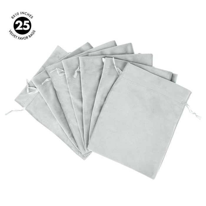 Set of 25 Velvet Drawstring Favor Bags-Set of 25-Andaz Press-5" x 7"-Ivory-