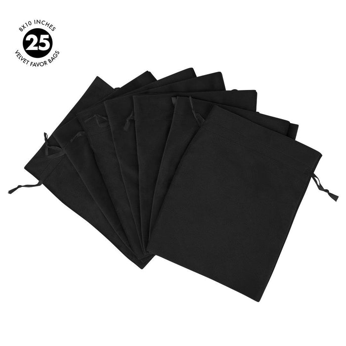 Set of 25 Velvet Drawstring Favor Bags-Set of 25-Andaz Press-5" x 7"-Ivory-