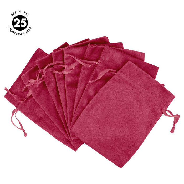 Set of 25 Velvet Drawstring Favor Bags-Set of 25-Andaz Press-5" x 7"-Ivory-