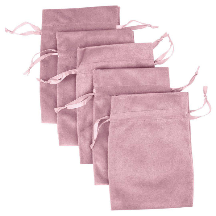 Set of 25 Velvet Drawstring Favor Bags-Set of 25-Andaz Press-5" x 7"-Ivory-