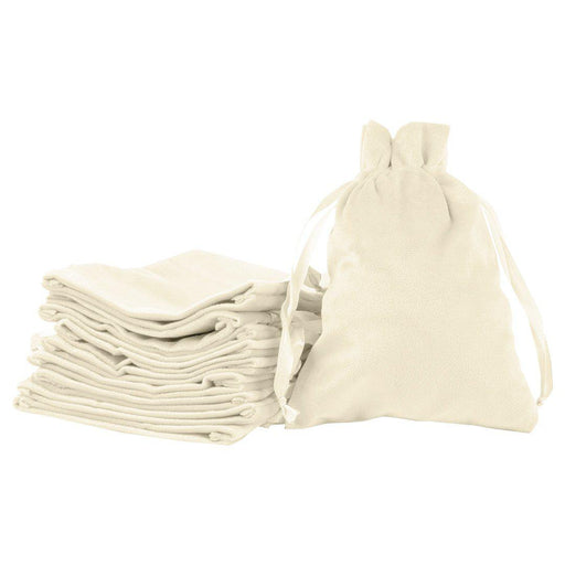 Set of 25 Velvet Drawstring Favor Bags-Set of 25-Andaz Press-5" x 7"-Ivory-