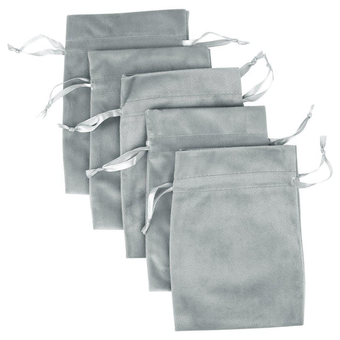 Set of 25 Velvet Drawstring Favor Bags-Set of 25-Andaz Press-5" x 7"-Ivory-