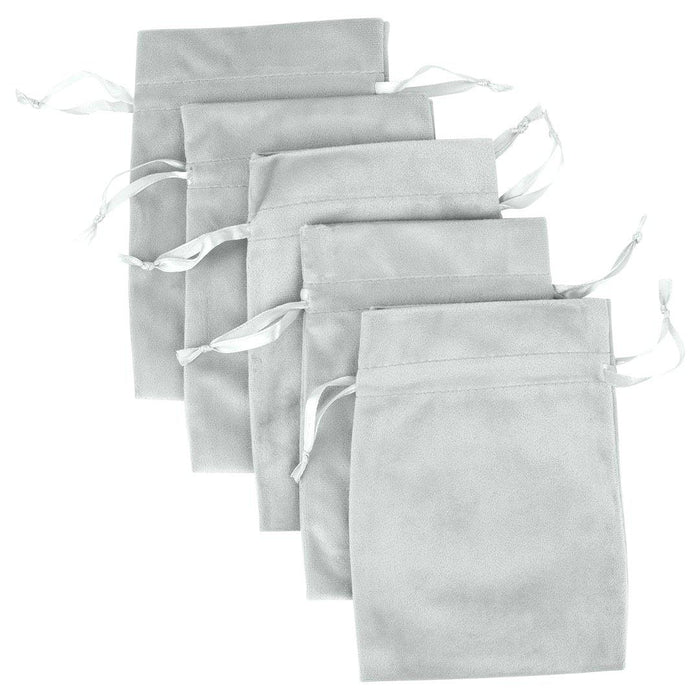 Set of 25 Velvet Drawstring Favor Bags-Set of 25-Andaz Press-5" x 7"-Ivory-