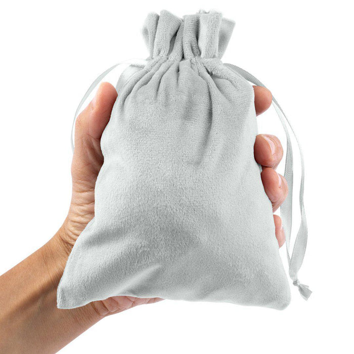 Set of 25 Velvet Drawstring Favor Bags-Set of 25-Andaz Press-5" x 7"-Ivory-