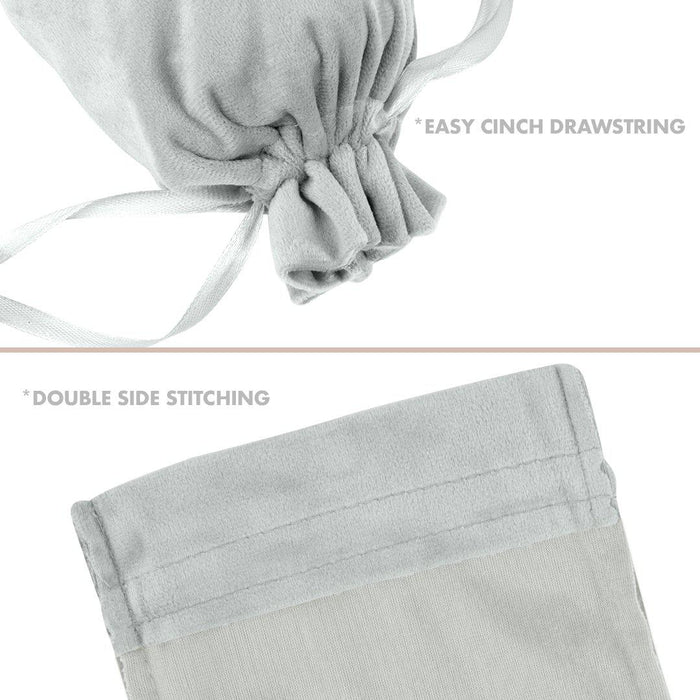 Set of 25 Velvet Drawstring Favor Bags-Set of 25-Andaz Press-5" x 7"-Ivory-