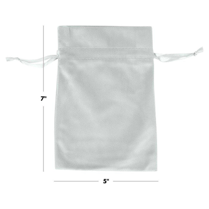 Set of 25 Velvet Drawstring Favor Bags-Set of 25-Andaz Press-5" x 7"-Ivory-