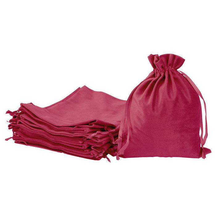 Set of 25 Velvet Drawstring Favor Bags-Set of 25-Andaz Press-8" x 10"-Burgundy-