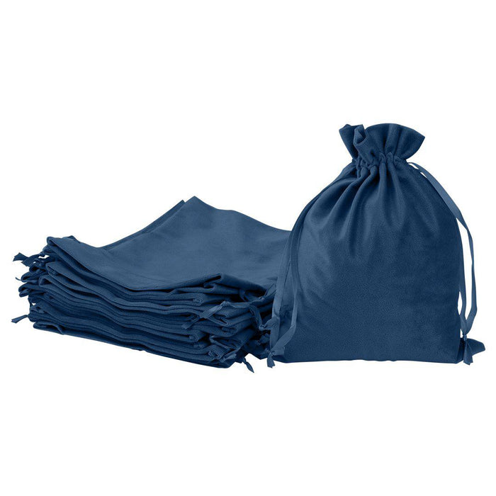 Set of 25 Velvet Drawstring Favor Bags-Set of 25-Andaz Press-8" x 10"-Navy Blue-