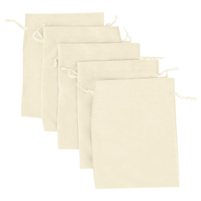 Set of 25 Velvet Drawstring Favor Bags-Set of 25-Andaz Press-5" x 7"-Ivory-