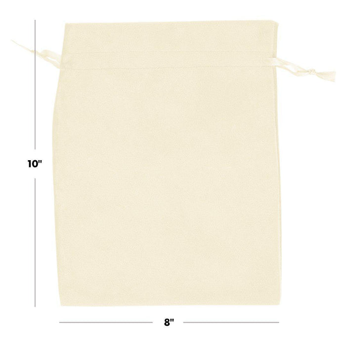 Set of 25 Velvet Drawstring Favor Bags-Set of 25-Andaz Press-5" x 7"-Ivory-