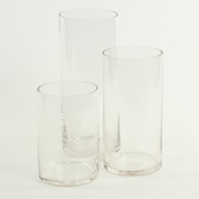 Set of 3 Clear Glass Cylinder Vases Set-Set of 3-Koyal Wholesale-Clear-