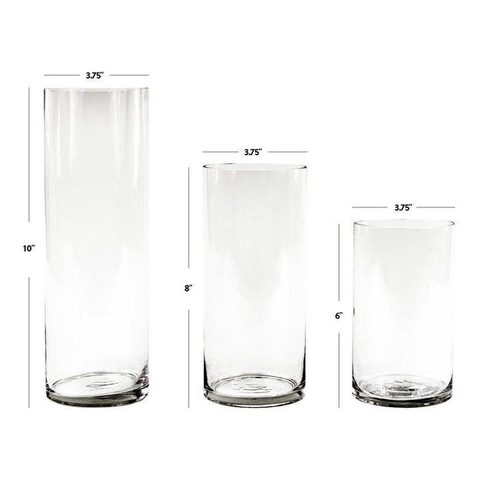 Set of 3 Clear Glass Cylinder Vases Set-Set of 3-Koyal Wholesale-Clear-