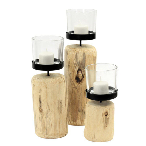 Set of 3 Driftwood Candle Holders Set-Set of 3-Koyal Wholesale-